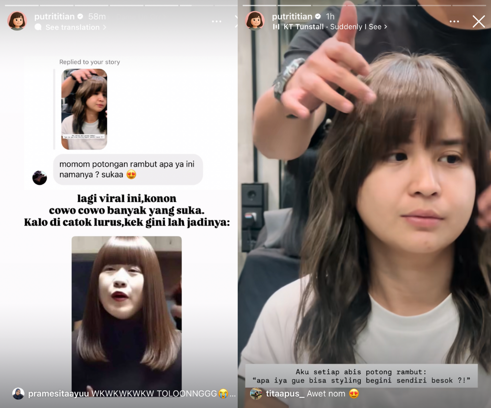 Potongan rambut Putri Titian niru Sister Hong [instagram]